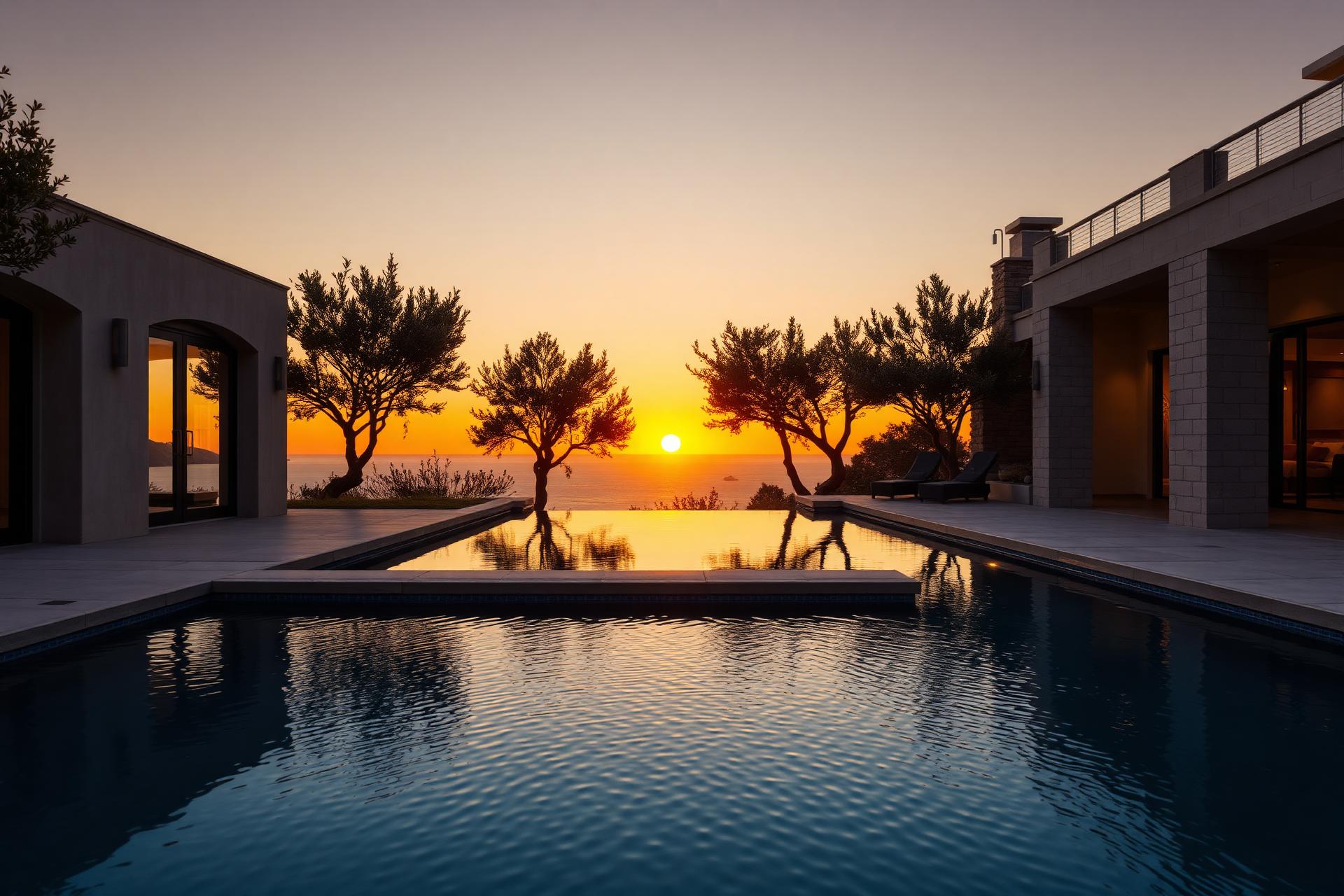 Luxury coastal villa in Kenya at evening light